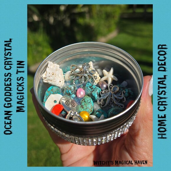 Ocean Goddess Crystal Charmed Magicks Tin Home Decor - Picture 6 of 7